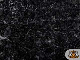 Rosette Satin BLACK Fabric / 56 wide Sold By the Yard  