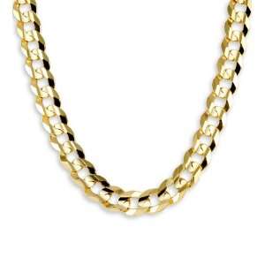    14k Solid Yellow Gold Curb Chain Link Necklace 9.8mm Jewelry