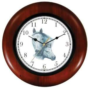  White Mare and Foal   JP   Horse Wooden Wall Clock by 