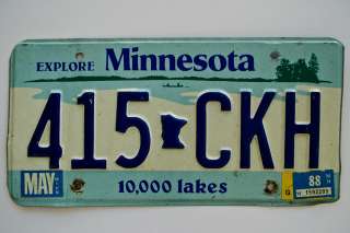 Collectible Expired License Plate Minnesota MN 415  