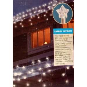   70 LED star icicle lights set, white with white wire