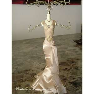    Beautiful Jewelry Display Doll  White Silk Evening Gown Beauty