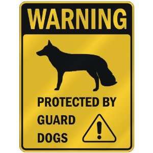  WHITE GERMAN SHEPHERD DOG PROTECTED BY GUARD DOGS  PARKING SIGN DOG