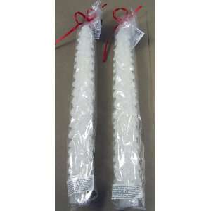  PINE TREE White sparkling 9 Pair of Taper Candles 
