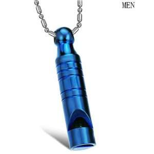  Fashion 316l Stainless Steel Blue Whistle Couples Pendant 