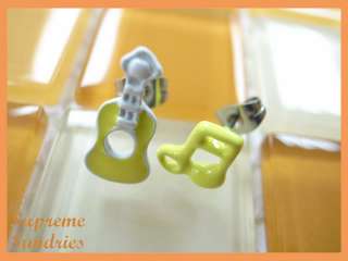 20g 0.8mm 3D Guitar Music Symbol Earrings Stud 465  