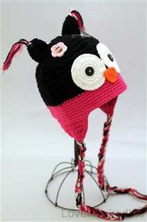 Crochet Animal Hat Owl Handmade Trapper Bomber Trooper Cap Baby 