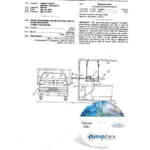  NEW Patent CD for TICKET DISPENSING APPARATUS FOR A DRIVE 