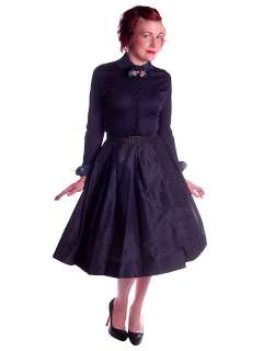 Vintage Navy Blue Silk Knit/Taffeta Gown 1940s Small  