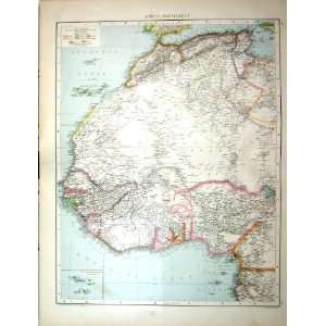 Antique Map C1893 North West Africa Cape Verd Islands Tenerife Madeira