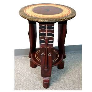  African Fang Mask Accent Table   Handmade in Ghana