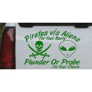  Dark Green 30in X 21.5in    Pirates Verses Aliens Funny 