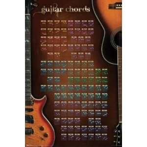  Guitar Chords   Instructional   Wall Poster   22x34 inches 