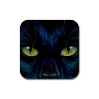 Black Cats Eyes Rubber 4 Square Coasters Set  