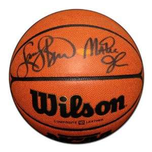 Magic Johnson and Larry Bird Autographed Basketball  Details NCAA 