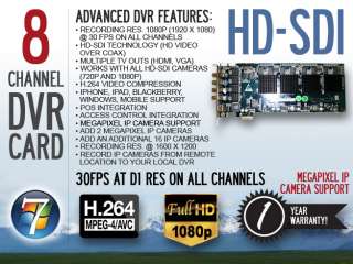 New 8 CH 240FPS/240FPS REAL TIME 1080P HD SDI (HD Over Coax) 1920 x 