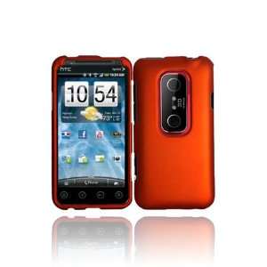  HTC EVO 3D Rubberized Shield Hard Case   Orange (Free 