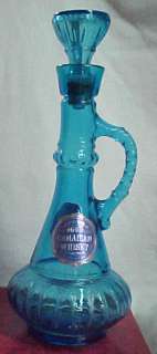 of 2 Jim Beam Glass Bottles Teal Blue  Crystal Sunburst +Riverside 
