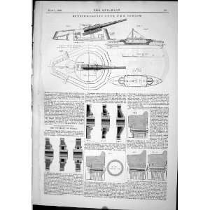 1889 Engineering Breech Loading Guns Ship Benbow Plan Peckahm Car 