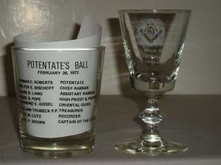 Vintage 70s Masonic Potentate Ball & Toasting Glass PA  