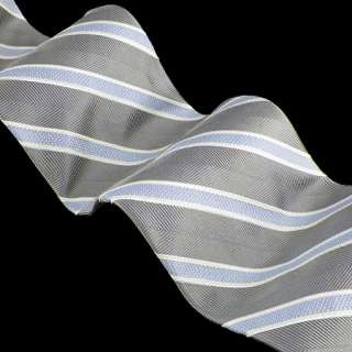 BROOKS BROTHERS Gray White Light Blue Stripe Tie NWT  