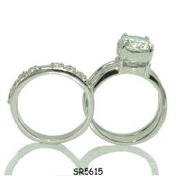 SALE Wedding Set Clear CZ Rings SR5615 Size 10  