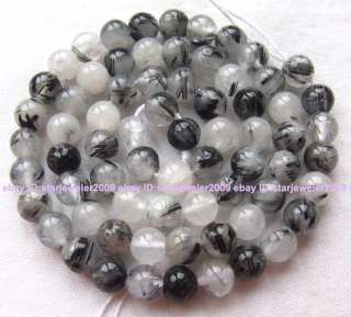 Globose Black Rutilated Quartz gemstone Beads15 6mm  
