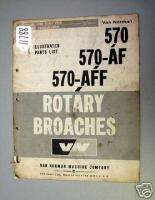 Van Norman Part List Rotary Broach 570, 570 AF, 570 AFF  