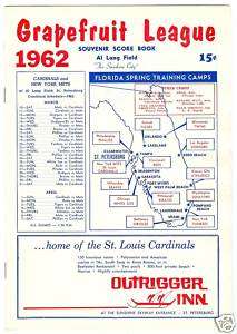 1964 St. Louis Cardinals scorecard vs. Reds Spring Training  