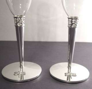 Kate Spade June Lane Champagne Flutes Pair Silverplated  
