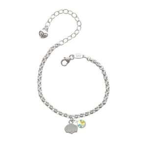 Mini Dog Face with Tongue Silver Plated Brass Charm Bracelet with AB 