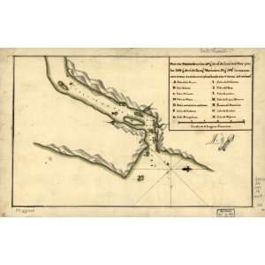  1787 map of Deseado River, Argentina,