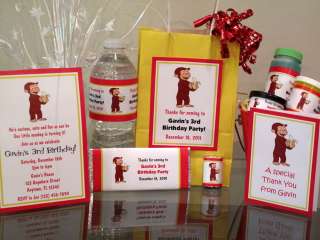 Curious George Birthday Invitations Favors Water Candy  