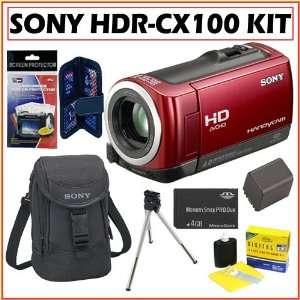 Sony HDR CX100/R AVCHD HD Camcorder in Red + 4 Gigabyte Pro Duo Memory 