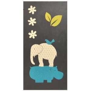  Elephant & Hippo Hand Painted Wall Art