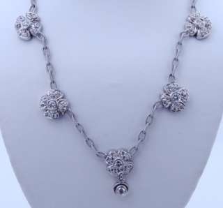 Designer Doris Panos 18K Gold Diamond Flower Necklace  