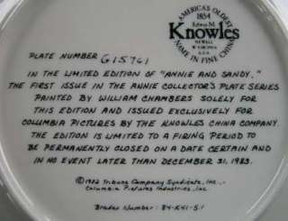 KNOWLES COLLECTOR PLATE   ANNIE (LITTLE ORPHAN) & SANDY  