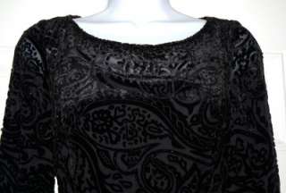 New $239 Black Long Dress Velvet Sutton Studio Beads 6P  