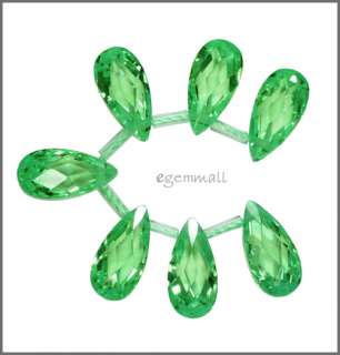 CZ Flat Pear Briolette Beads 6x12 Emerald Green 64645  