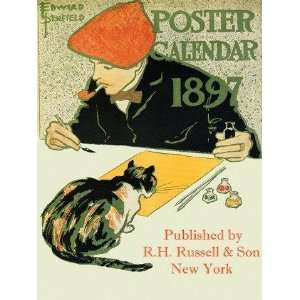  Calico CAT Drawing Artist 1897 New York By Penfield 12 X 