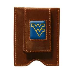 West Virginia Mountaineers Brown Leather Money Clip & Card Case 