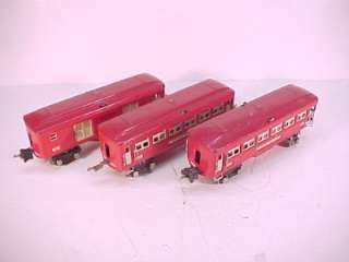 Lionel Prewar RED 600, 601, 602 Passenger Car Set     
