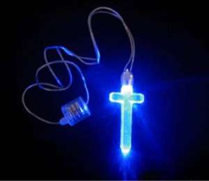 60xChristmas gift wholesale Blue LED cross shape Light Lamp Necklace 