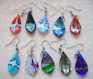 Wholesale 30Pairs Leaf Lampwork Glass Earrings  
