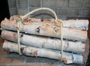 Roped bundle of birch logs  