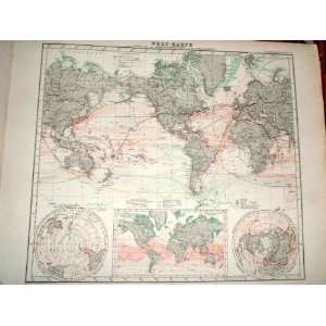  Welt Karte Meeres Stromungen Stielers Hand Atlas 1876 