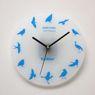 Every second Twitter bird wag on the wall clock  