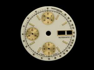   Chronograph Shiny White & Gold Watch Dial Valjoux 7750 Day Date New