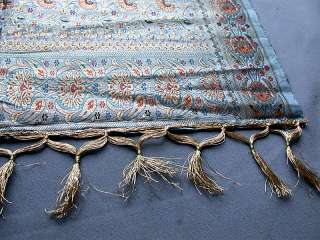 Vintage Silk Shawl Wrap w/Fringes & Woven Design  