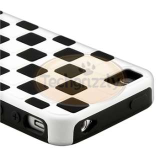 White/Black Checker Hard Case+PRIVACY FILM for Sprint Verizon AT&T 